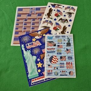 ID1:  4th of July Sticker Bundle - 4 Sheets-American Greetings, Hallmark &Others